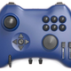 An overhead view of a render of the Yawman Arrow controller in blue against a white background.